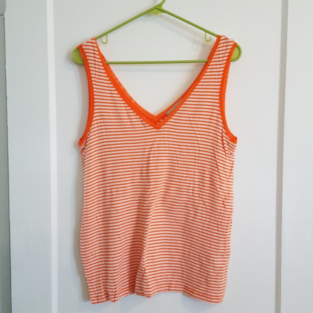 Banana Republic Orange and White Stripe Tank Top
